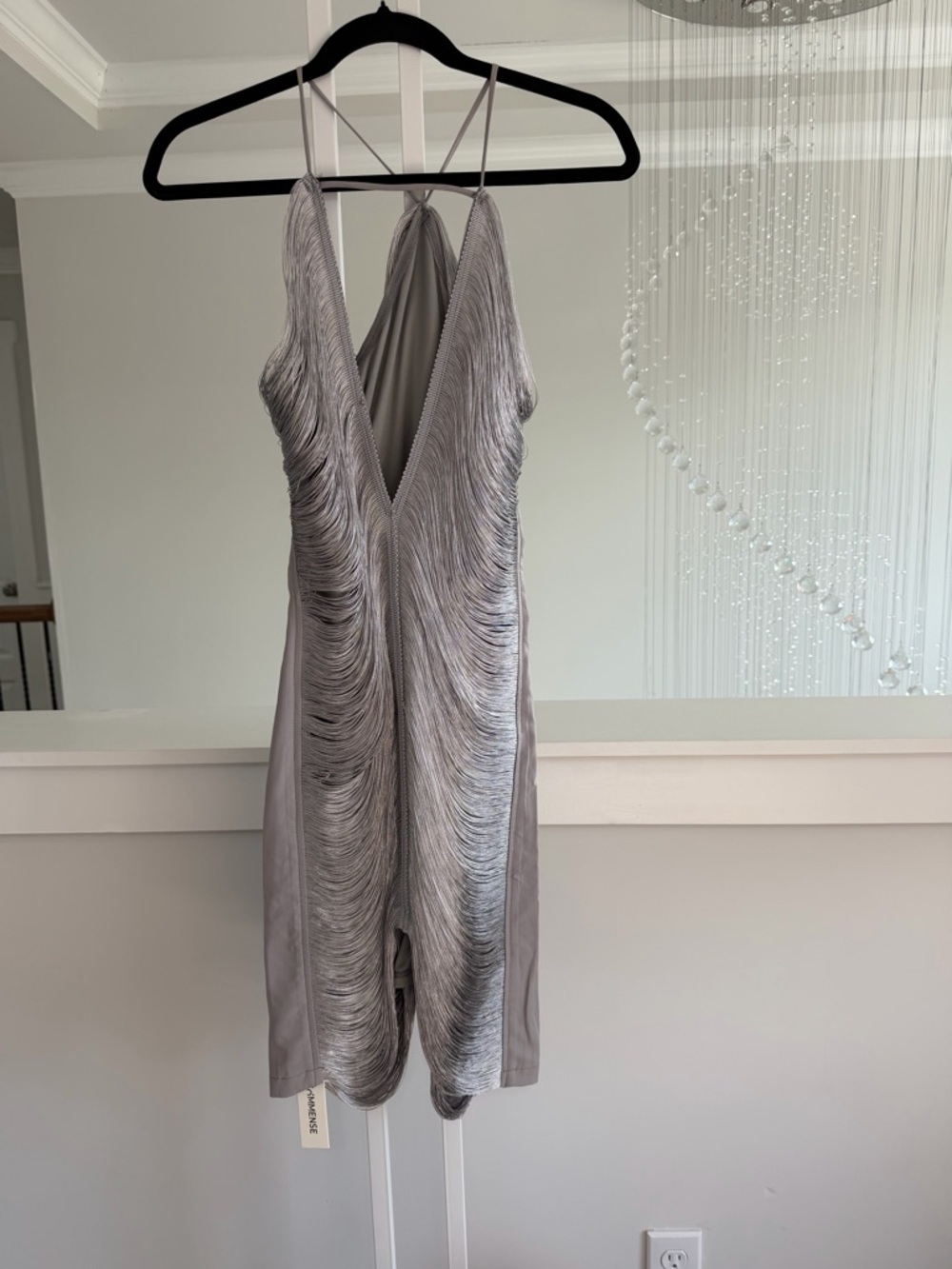 Commense Metallic Silver Fringe Halter Dress - Picture 6 of 9